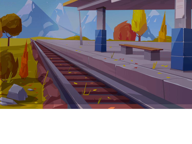 Illustration d'une gare en automne
