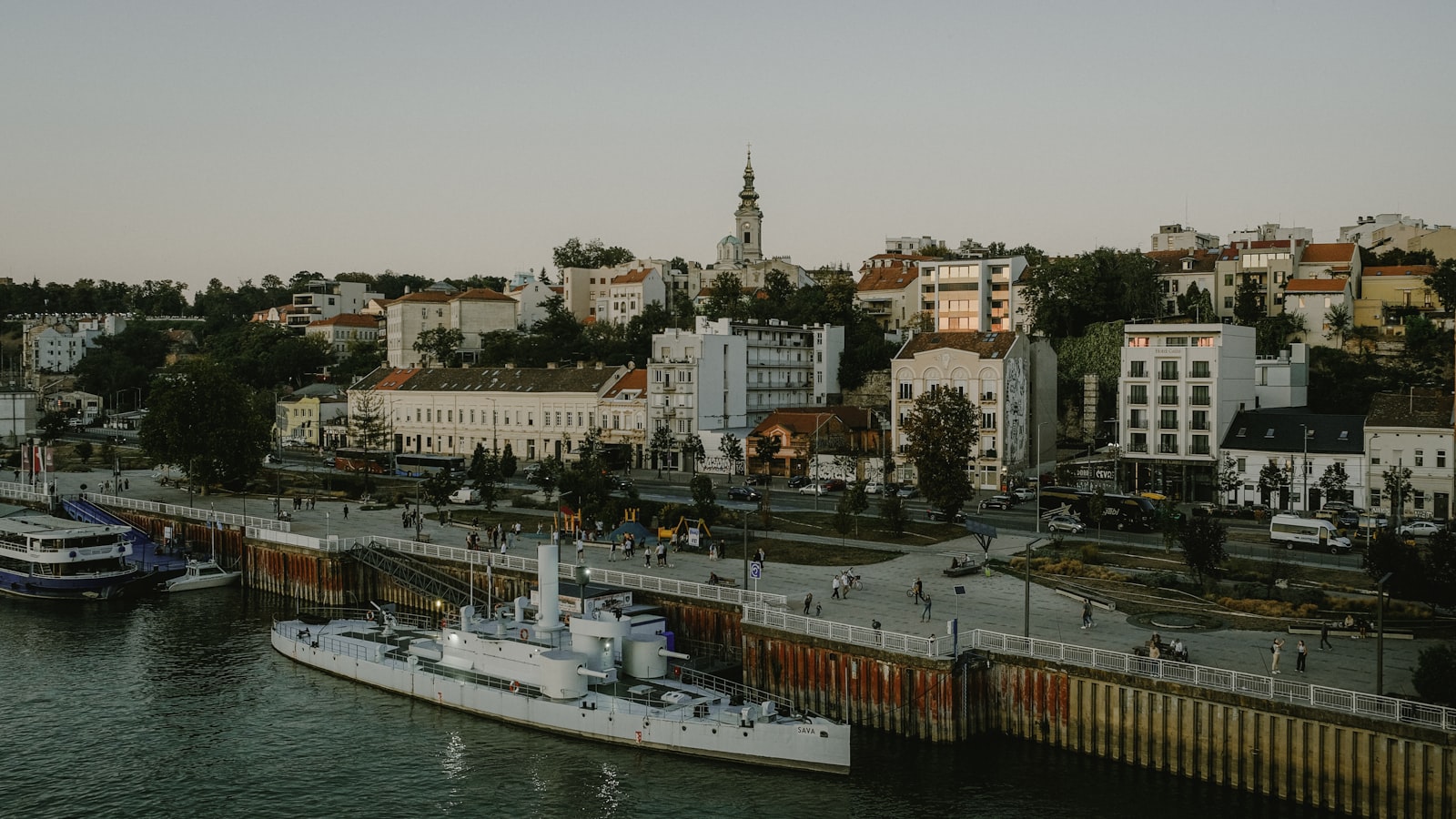 The Belgrade waterfront on the Sava river, one terminus of the Budapest–Belgrade line