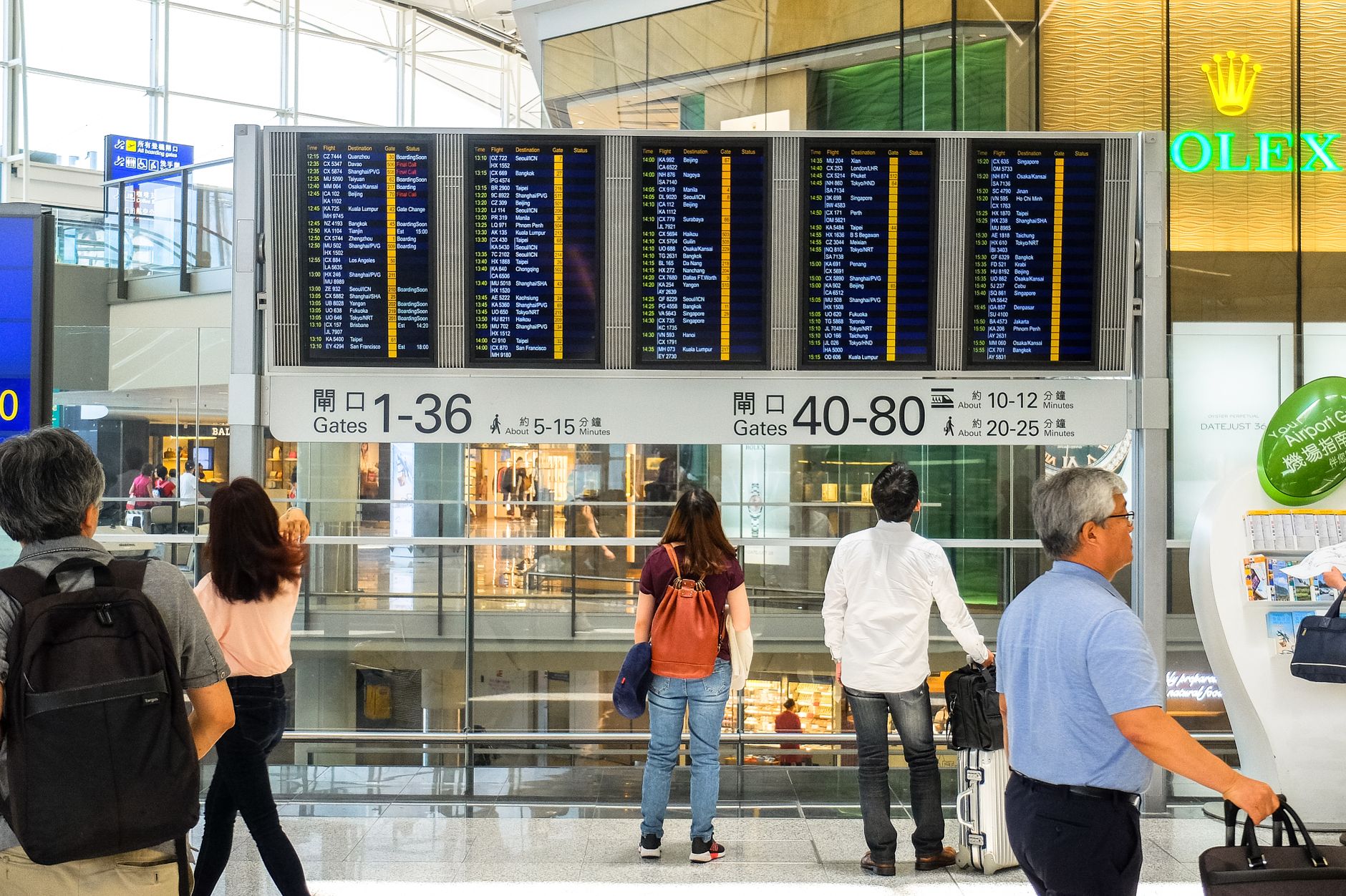 Modern station with a flow of travelers